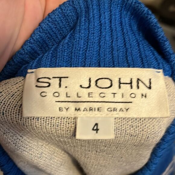 Vintage ST. John Blue Man Made Zipper Closure Vest - Picture 8 of 9